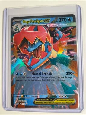 Pokemon Mega Feraligatr ex Holo Card - Blue & Red